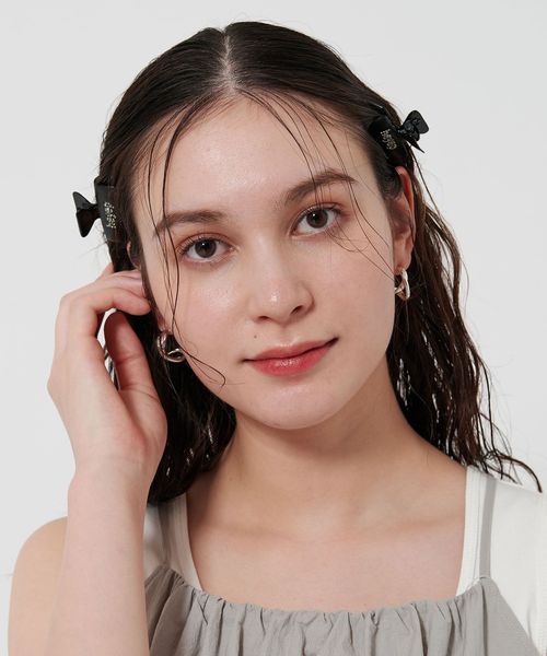 実物写真追加しました！heyepロゴ ラインストーン スクエアクリップ heyep＞ロゴ ラインストーン スクエアクリップ/2P