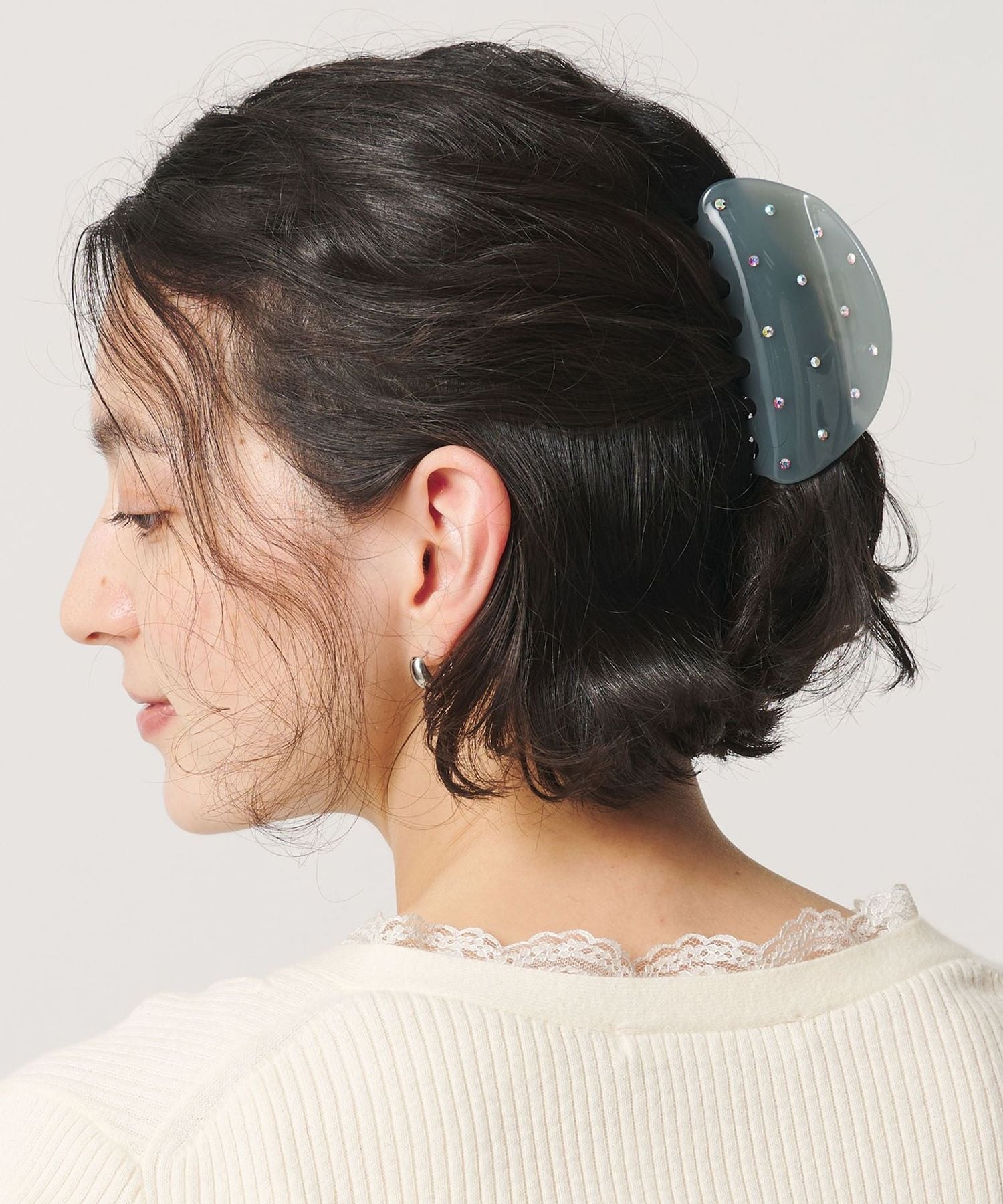 カラーストーン ラウンド ヘアクリップ