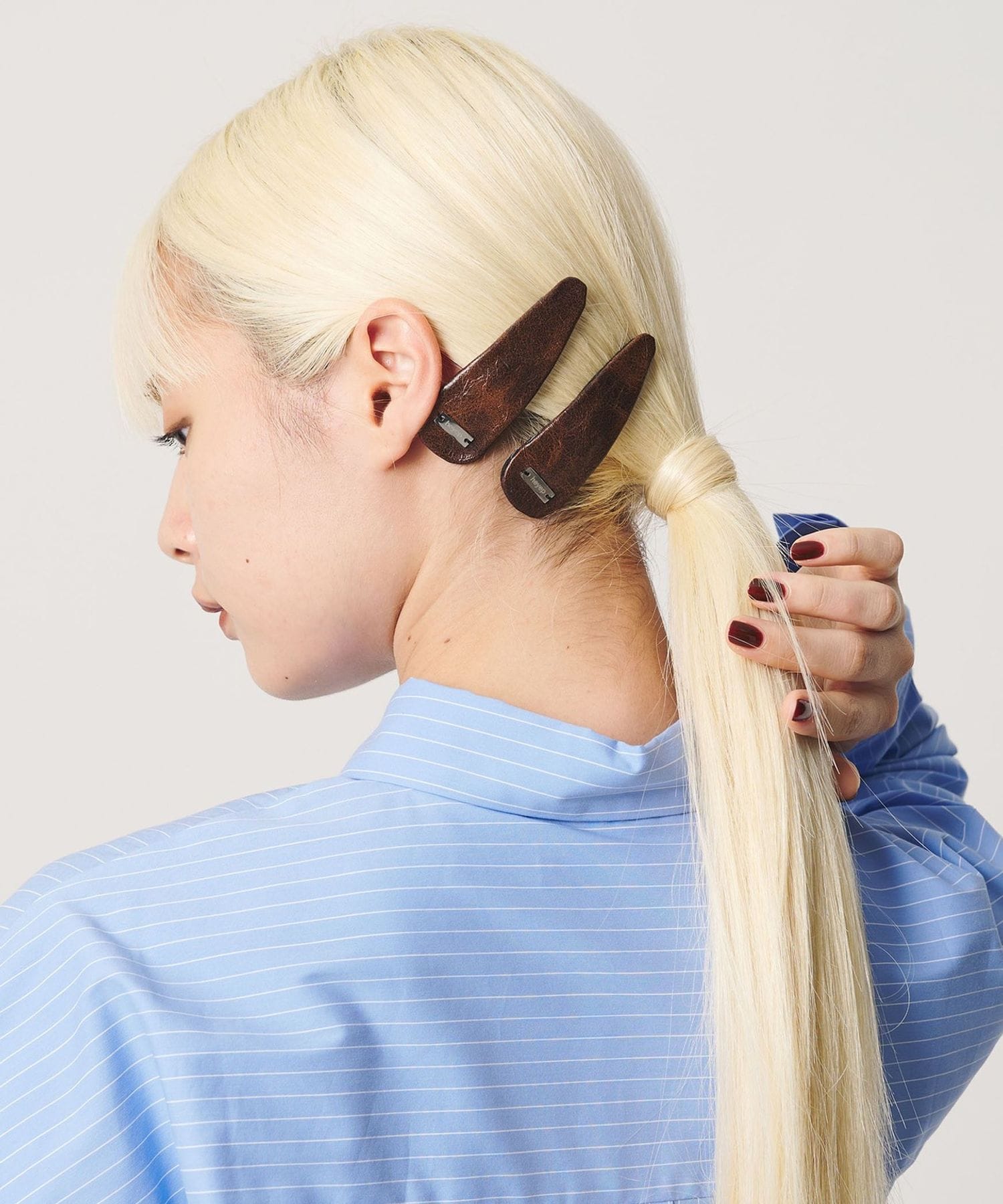 heyep＞レザーライク ヘアクリップ/2P