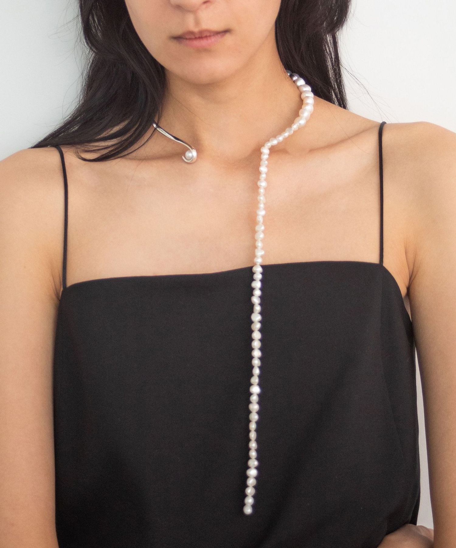 PREEK＞BAROQUE PEARL DROP LINE OPEN NECKLACE/ネックレス