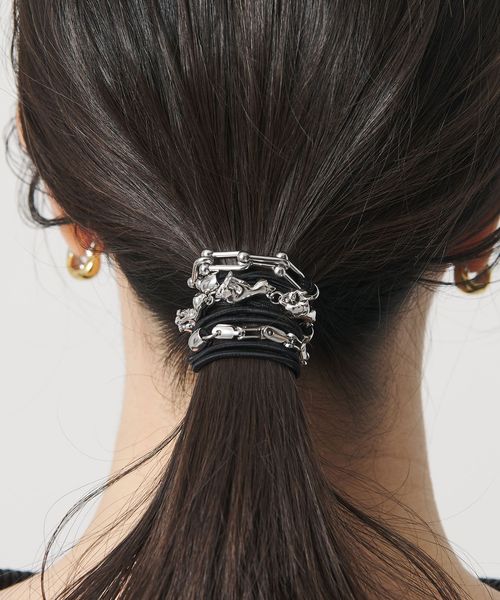 heyep/＜heyep＞Cat & Metal Parts ヘアタイ/3P/ヘアアクセサリー