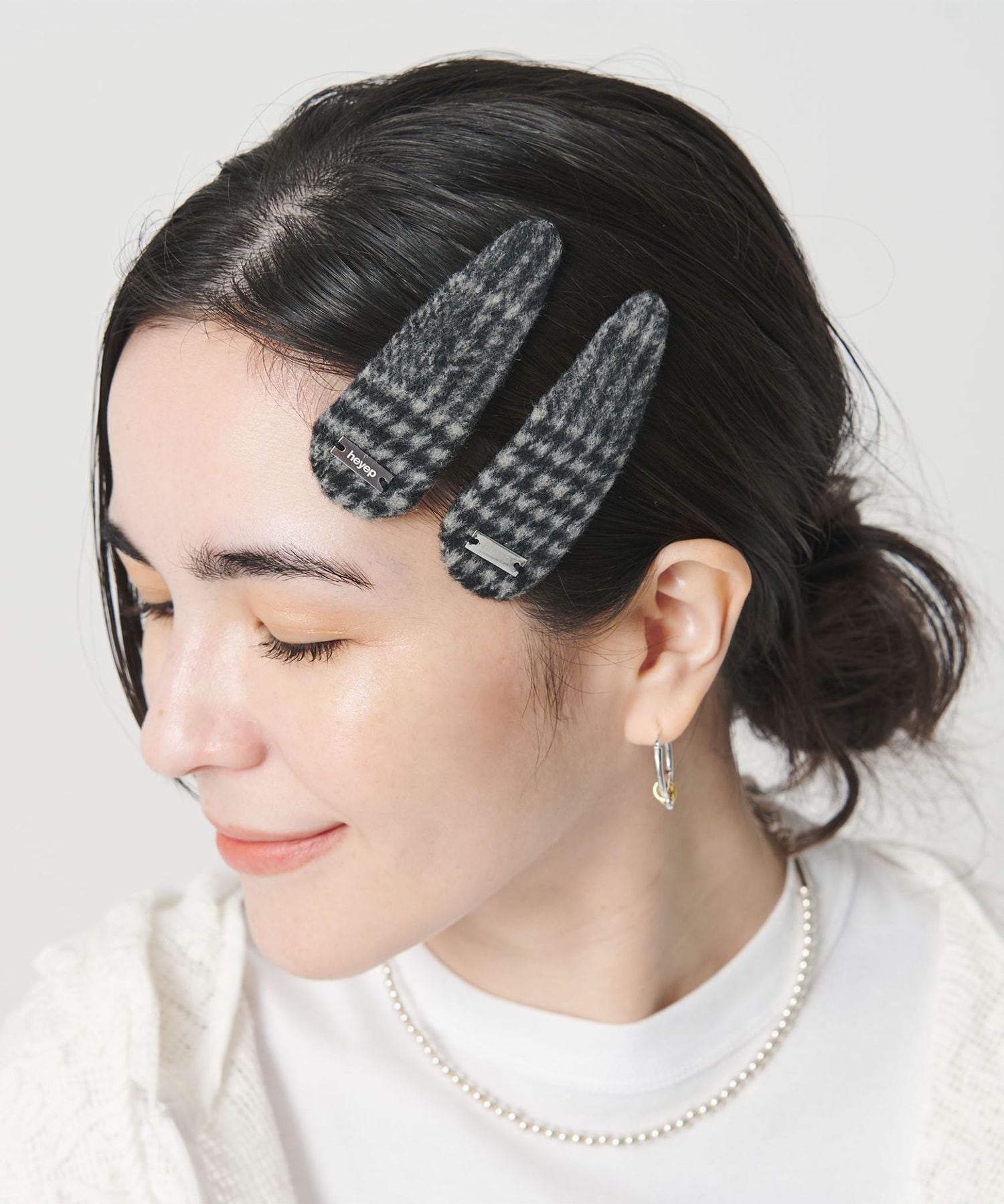 heyep＞Plaid ヘアクリップ/2P