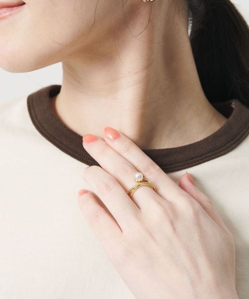 BEAUTY&YOUTH/ワン パールモチーフ 3連 リング/リング