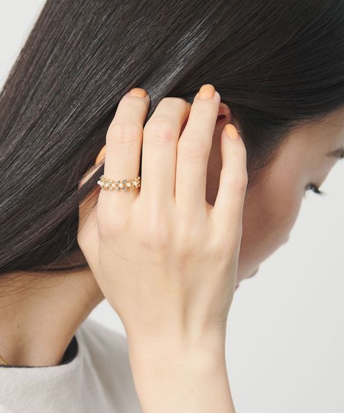BEAUTY&YOUTH/プレイド パールモチーフ×ビジュー リング/リング