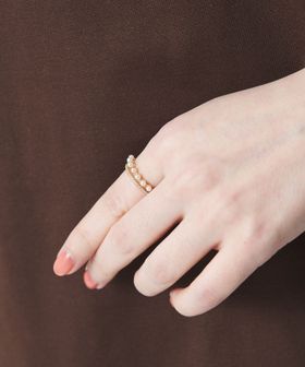 BEAUTY&YOUTH/パールモチーフ×ビジュー 2連リング/リング