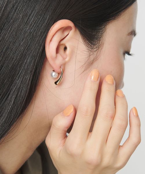 BEAUTY&YOUTH/パールモチーフバック フック ピアス/ピアス（両耳用）