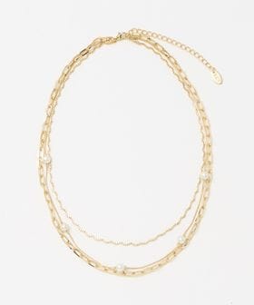 BEAUTY&YOUTH/パールモチーフ×ミックスチェーン 3連 ネックレス/ネックレス