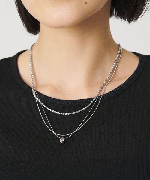 BEAUTY&YOUTH/メタルトップ ミックスチェーン 3連 ネックレス/ネックレス