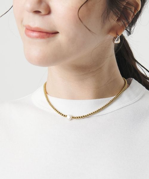 Causerie/＜Causerie＞淡水パールトップ ストーン ネックレス/ネックレス