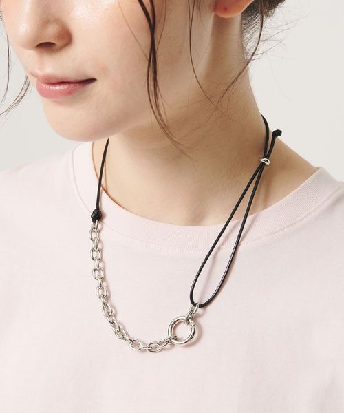 BEAUTY&YOUTH/コード×メタルチェーン コンビ チョーカー ネックレス/ネックレス