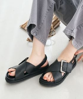 BEAUTY&YOUTH/ビッグバックル クロスストラップ サンダル/サンダル