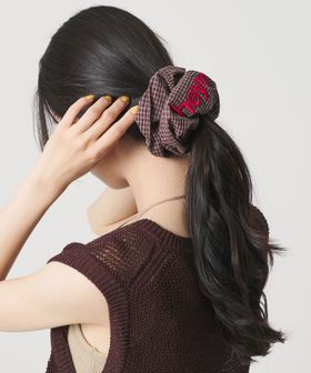 heyep/＜heyep＞Pajama Check ロゴ シュシュ/ヘアアクセサリー
