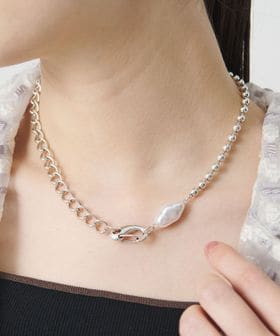 BEAUTY&YOUTH/パールモチーフ×ミックスチェーン ネックレス/ネックレス