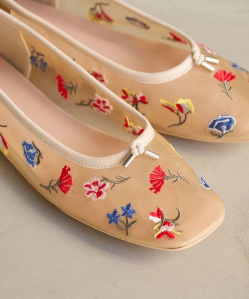 BEAUTY&YOUTH/チュール フラワー エンブロイダリー バレエシューズ/バレエシューズ