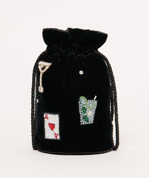 UNITED ARROWS/ エンブロイダリー モチーフ ドロストポーチ/ポーチ