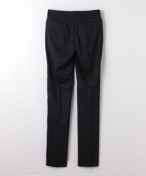 未使用⭐︎UNITED ARROWS 現行品 スラブ ノーカラー パンツスーツ New Zealand Wool ストライプ RG ノープリーツ スーツパンツ