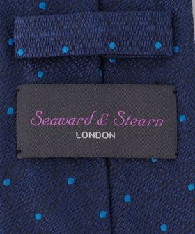 美品　シーワード&スターン　ネクタイ　ユナイテッドアローズ　ネイビー Seaward & Stearn＞8.0cm ドット ネクタイ