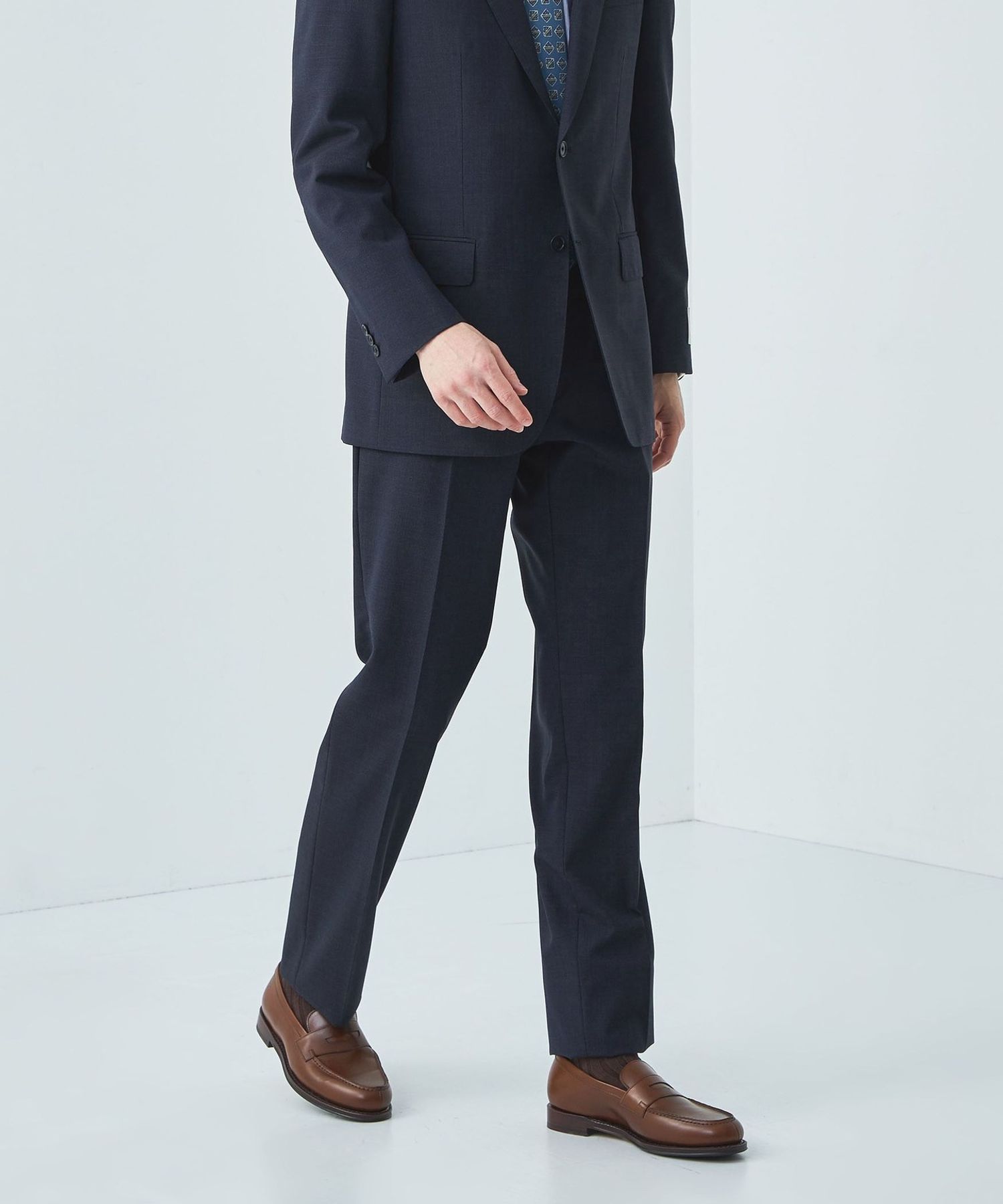 GLR CLOTH 織ムジ スリム ノープリーツ スーツパンツ 