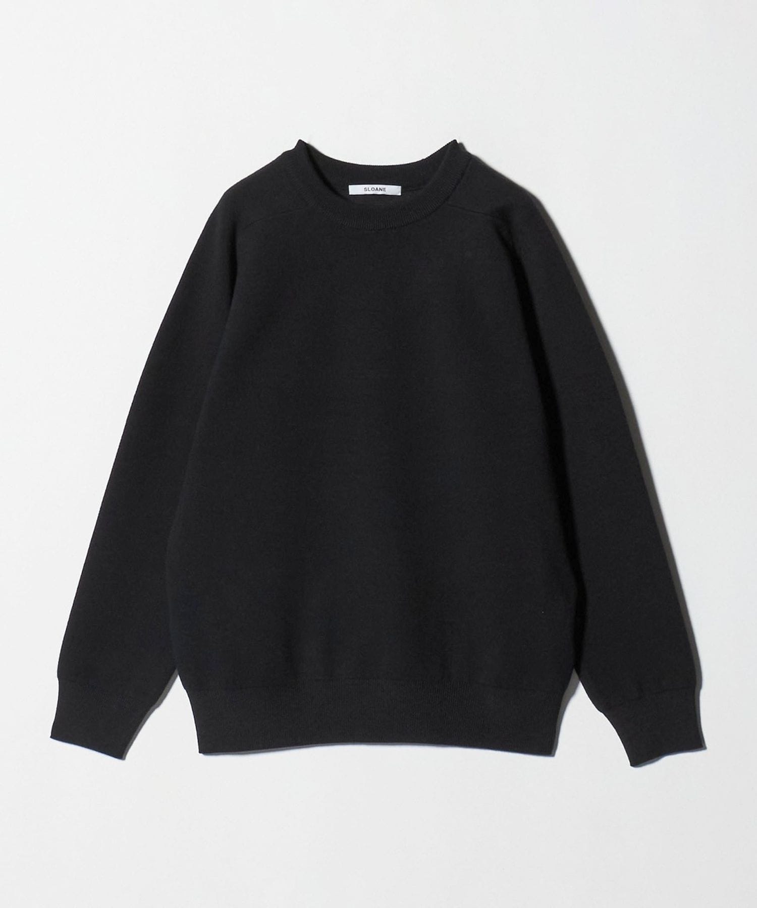 SLOANE スローン 2G ダブルフェイス 天竺 クルーネックニット 黒 L SLOANE＞12G ダブルフェイス クルーネック ニット