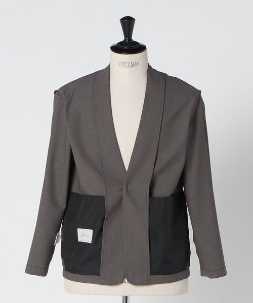 A＋ ウールライク 1B ノーカラージャケット ―ウォッシャブル