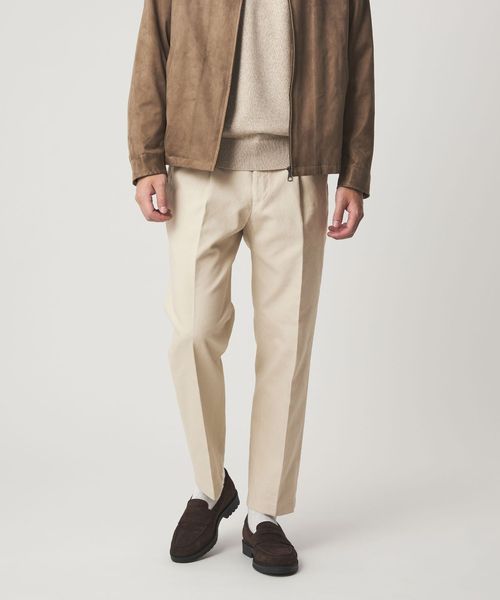 green label relaxing/DC コットン 1プリーツ ストレート ドレスチノ パンツ/スラックス