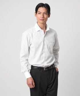 green label relaxing/コットン ツイル ピンストライプ クレリック ワイドカラー ドレスシャツ ―イージーアイロン―/シャツ / ブラウス