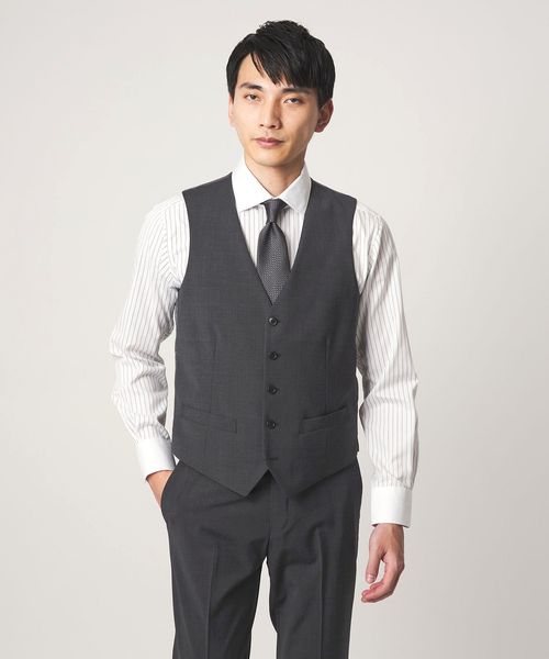 green label relaxing/A＋ TWPU トロピカル無地 スリム 5B セットアップ ベスト ―ウォッシャブル―/スーツ ベスト