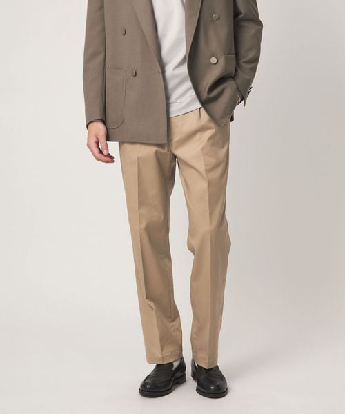 green label relaxing/コットン ポリウレタン 1アウトプリーツ チノパンツ スラックス/スラックス