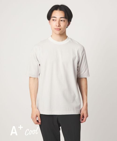 green label relaxing/A＋ COOL ミジンボーダー ビズ クルーネック カットソー Tシャツ ―接触冷感・吸水速乾―/Tシャツ / カットソー