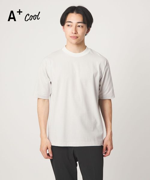 green label relaxing/A＋ COOL ミジンボーダー ビズ クルーネック カットソー Tシャツ ―接触冷感・吸水速乾―/Tシャツ / カットソー