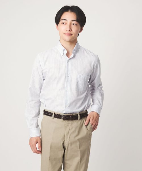 green label relaxing/エブリット TC パナマ チェック スナップ ボタンダウン シャツ ―イージーアイロン・通気性―/シャツ / ブラウス