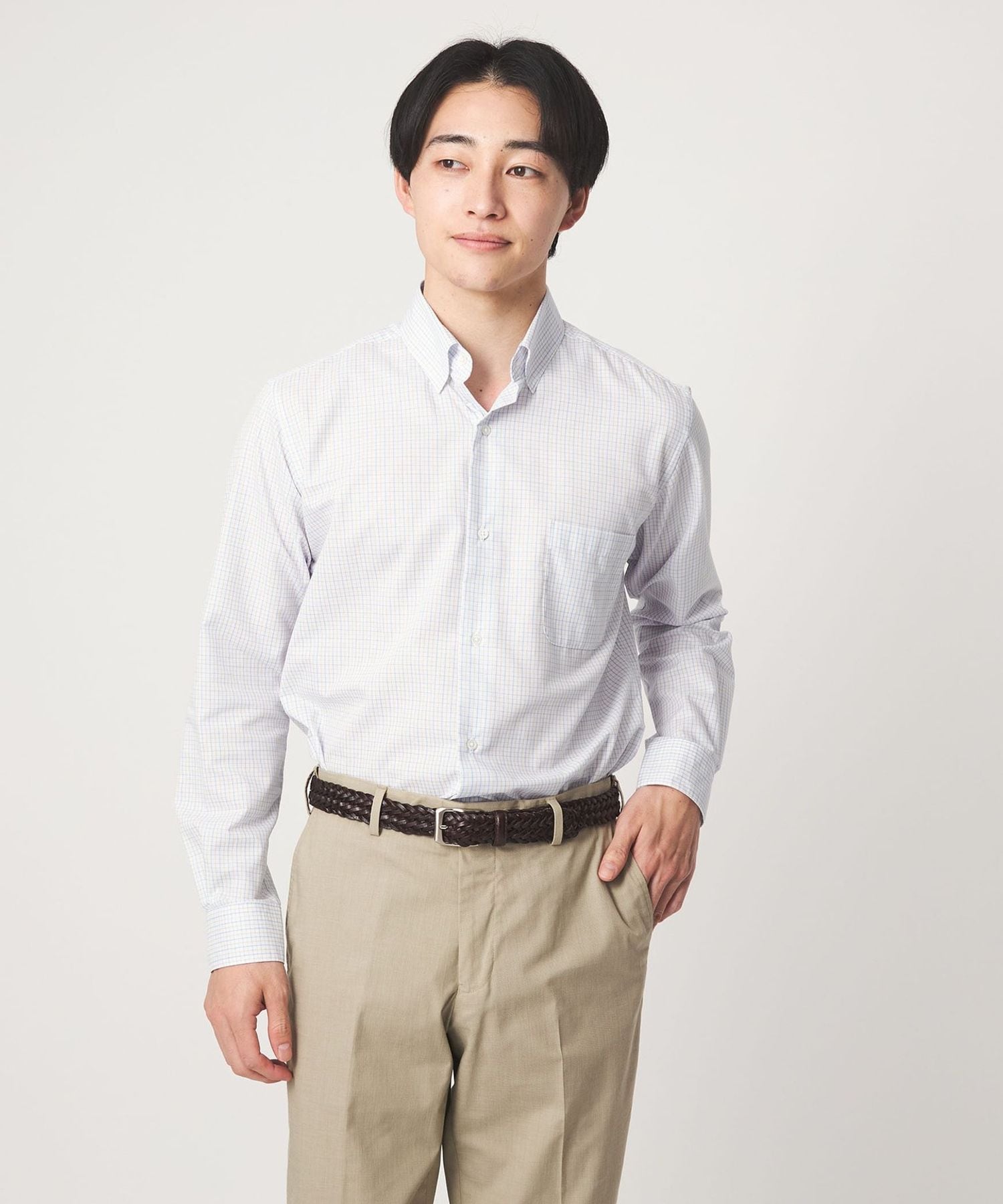 エブリット TC パナマ チェック スナップ ボタンダウン シャツ 