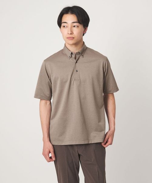 green label relaxing/コットン ポリエステル ジャカード ナロー ボタンダウン ポロシャツ/ポロシャツ