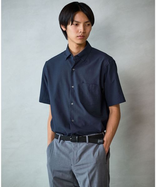 green label relaxing/ポリエステル ラッカン ソリッド スタンダード スナップ ボタンダウン 半袖 シャツ ―ストレッチ・イージーアイロン・吸水速乾―/シャツ / ブラウス