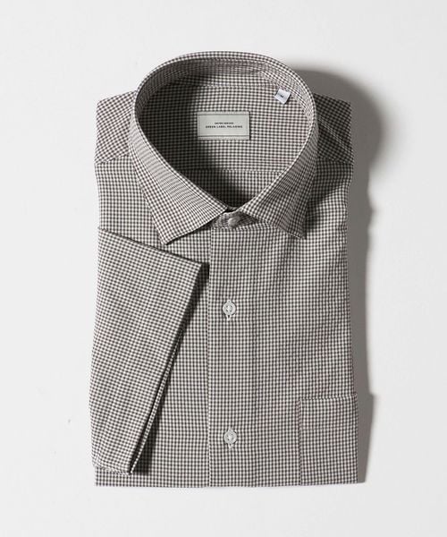 green label relaxing/ポリエステル ラッカン ギンガムチェック スタンダード スナップ ボタンダウン 半袖 シャツ ―ストレッチ・イージーアイロン・吸水速乾―/シャツ / ブラウス