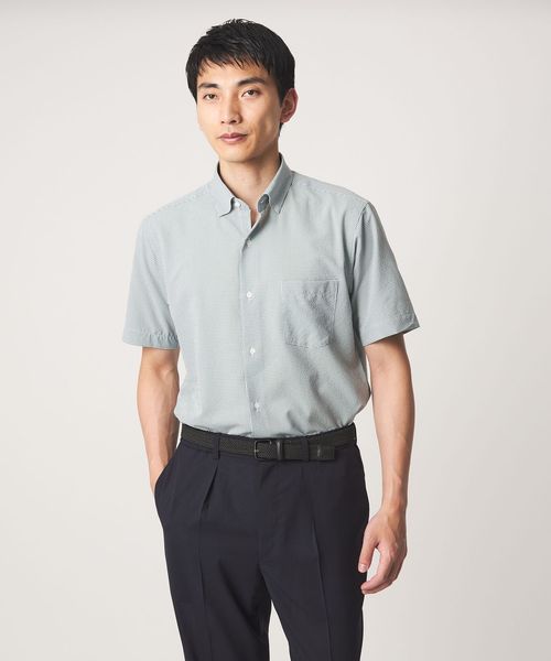 green label relaxing/ポリエステル ラッカン ギンガムチェック スタンダード スナップ ボタンダウン 半袖 シャツ ―ストレッチ・イージーアイロン・吸水速乾―/シャツ / ブラウス