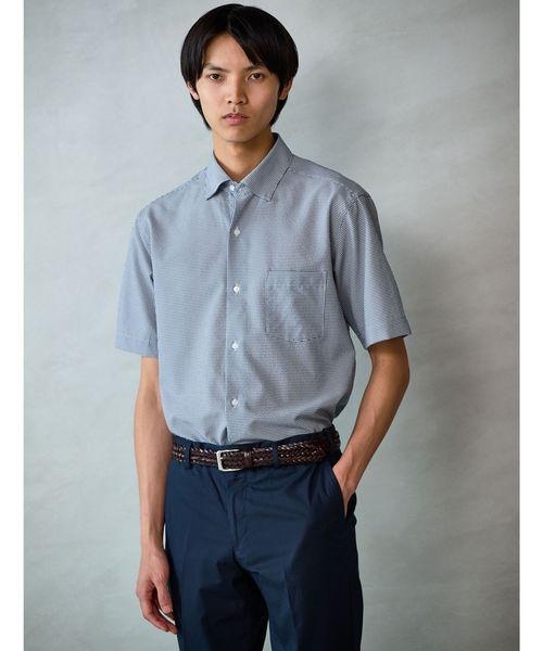 green label relaxing/ポリエステル ラッカン ギンガムチェック スタンダード スナップ ボタンダウン 半袖 シャツ ―ストレッチ・イージーアイロン・吸水速乾―/シャツ / ブラウス