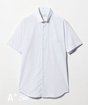 green label relaxing/A＋ COOL Pトリコット ナローストライプ スタンダード ボタンダウン 半袖 ドレスシャツ ―ストレッチ・イージーアイロン・接触冷感・吸水速乾―/シャツ / ブラウス