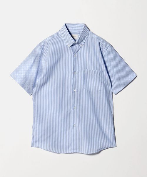 green label relaxing/エブリット TC パナマ ストライプ スタンダード ボタンダウン ショートスリーブ シャツ ―イージーアイロン・通気性―/シャツ / ブラウス