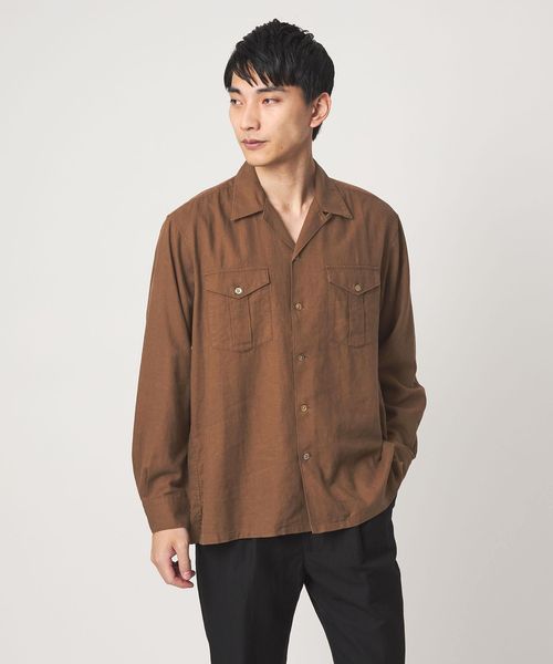 green label relaxing/レーヨン リネン フラップポケット オープンカラー シャツ/シャツ / ブラウス