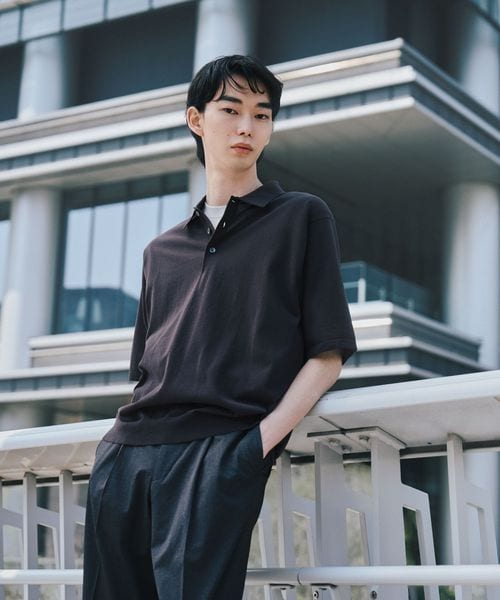 green label relaxing/A＋ プレーン 18G 半袖ニット ポロシャツ ―ウォッシャブル―/ポロシャツ