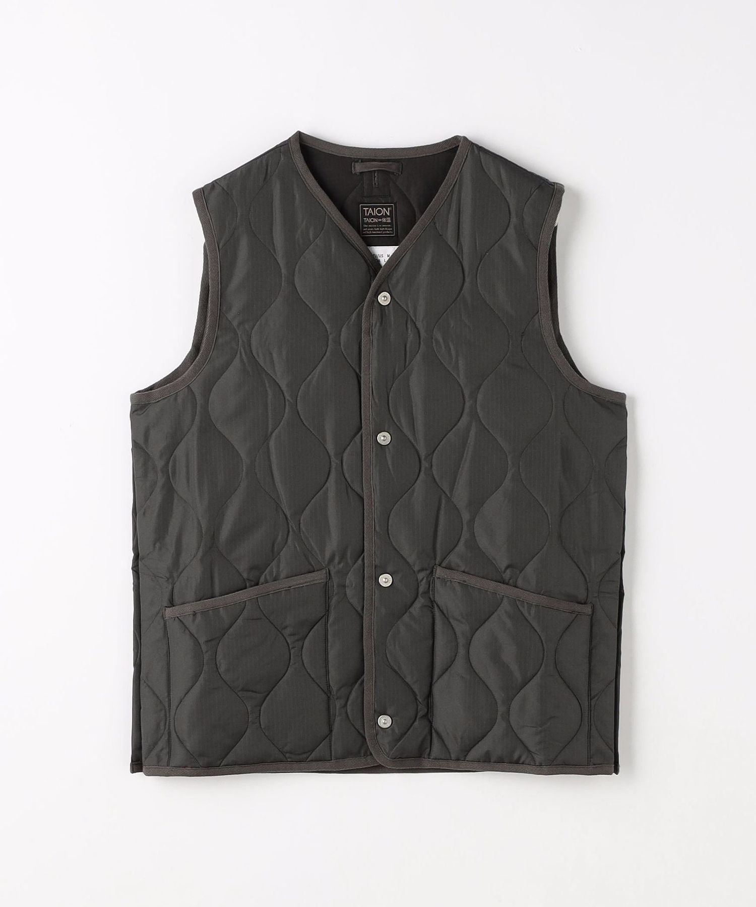 TAION＞ミリタリー Vネック ボタン ベスト