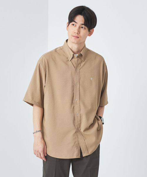 別注】＜UNIVERSAL OVERALL＞GLR サッカー ソリッド スナップダウン シャツ