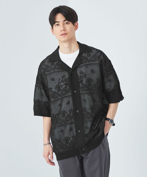 ELEPHANT BRAND＞メッシュ ジャカード 半袖ニット