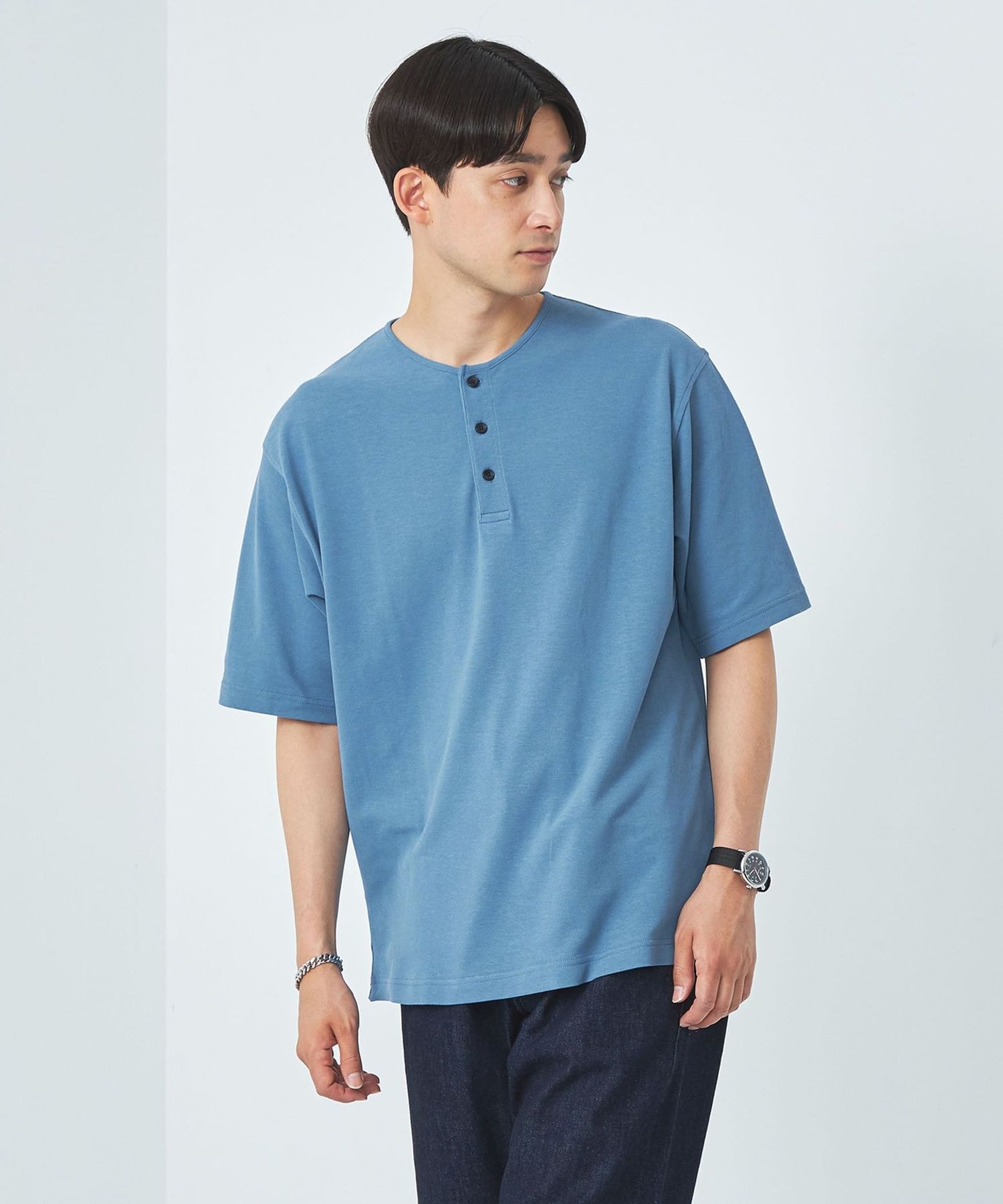 ハイツイスト カノコ ヘンリーネック Tシャツ 