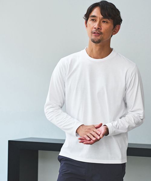 green label relaxing/【WEB限定】JUST fit ジャケイン クルーネック 長袖 Tシャツ ―吸水速乾・抗菌―/Tシャツ / カットソー