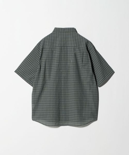 OHGA◆シャツ/FREE/ポリエステル/GRY/チェック/1012 古着–00's HAGGAR レーヨン×ポリエステル オープンカラー
