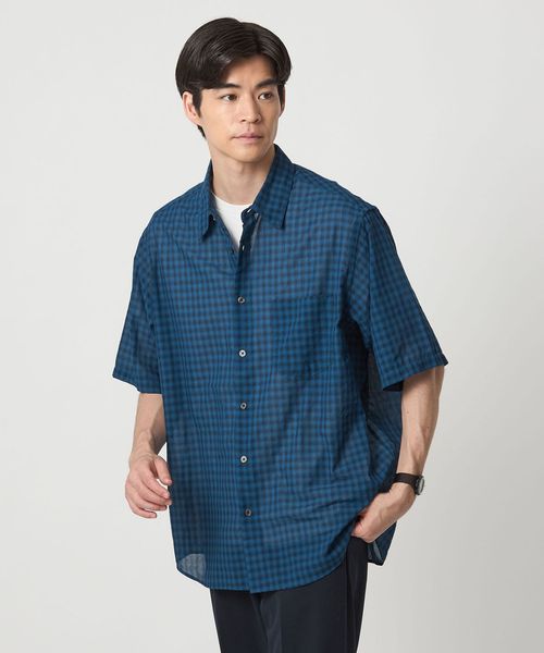 green label relaxing/ミニ オンブレ チェック ジャストルーズ レギュラーカラー シャツ ―通気性―/シャツ / ブラウス