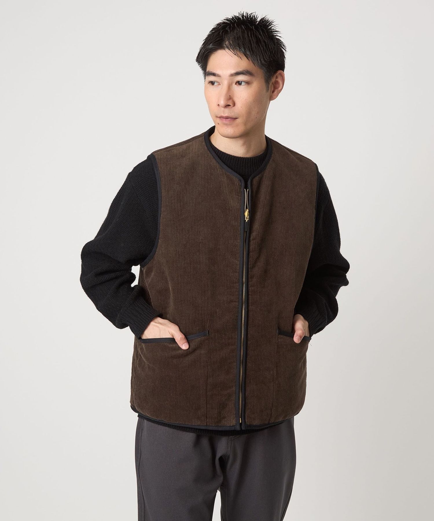 別注】＜Barbour＞リバーシブル フェイクファー コーデュロイ ベスト