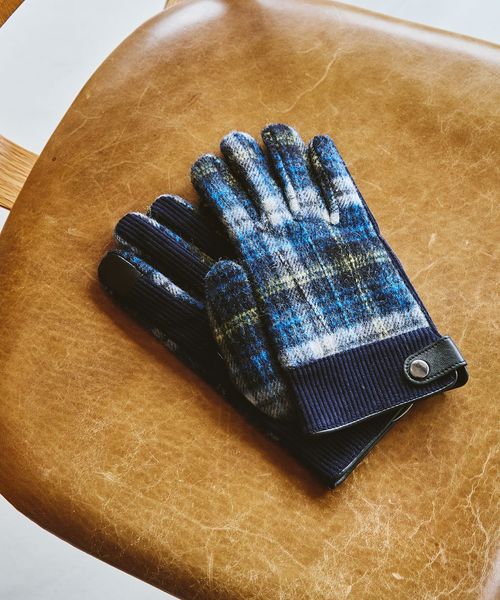 green label relaxing/コーデュロイ チェック グローブ 手袋 ―スマートフォン対応―/グローブ / 手袋